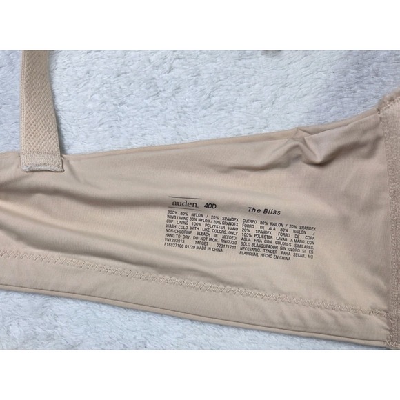 Auden The Bliss T-Shirt Bra 40D Nude Beige Smooth Full Coverage Comfort Bra - Picture 5 of 7